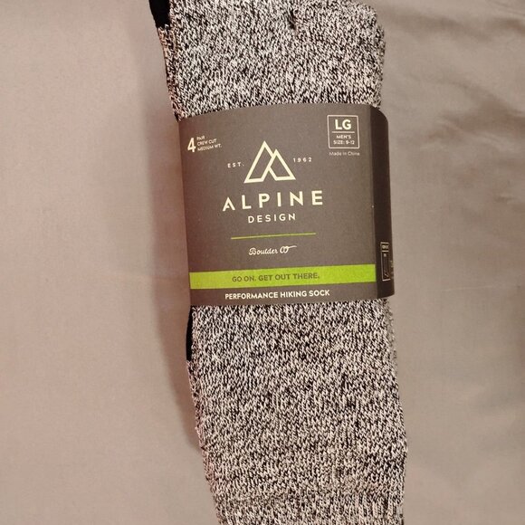 Men's Alpine Design Performance Hiking Socks 4 Pack Black - Picture 4 of 4